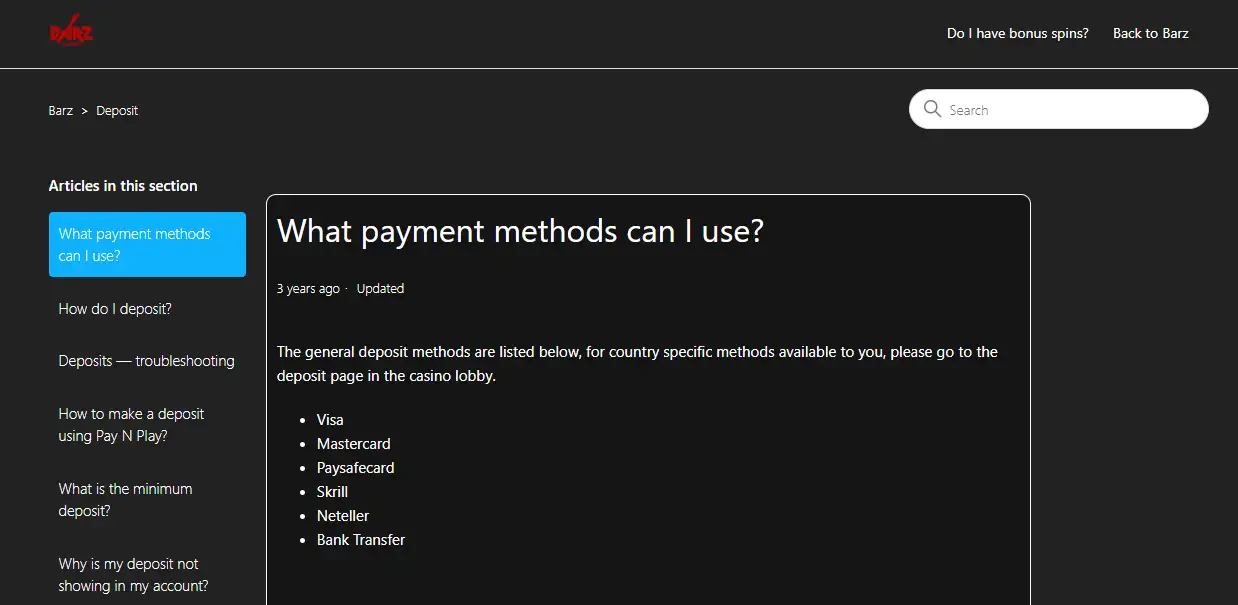Barz Casino Payment Methods UK: Deposits, E-Wallets & Cards